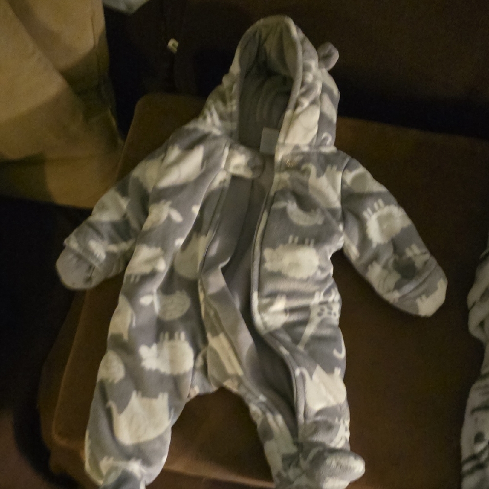 Carter's Blue and White Animal Print Footie